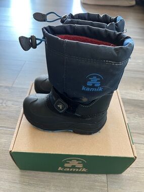 Kamik Kids Black and Blue Waterproof Snow Boots